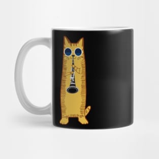 Cool Hippy Hipster Cat Playing The Clarinet Mug